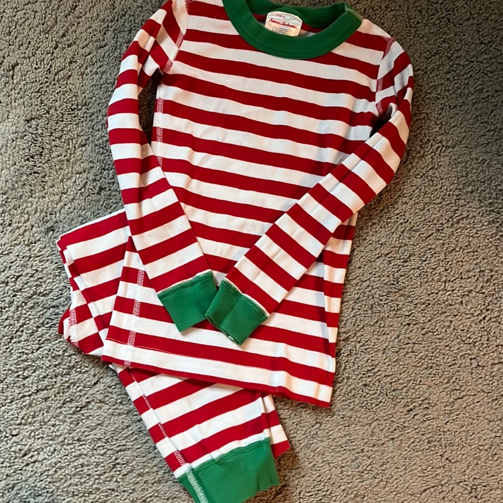 Hanna Andersson Pajama Set - red/white stripe, size 5